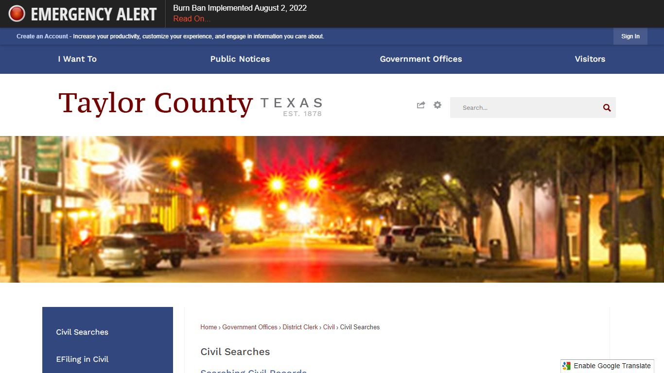 Civil Searches | Taylor County, TX - Official Website